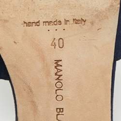 Pre Owned Manolo Blahnik Tri Color Suede Slide Sandals Size 40