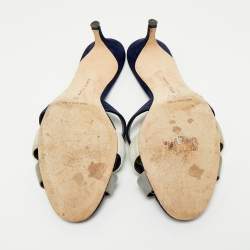 Pre Owned Manolo Blahnik Tri Color Suede Slide Sandals Size 40