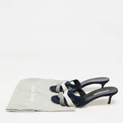 Pre Owned Manolo Blahnik Tri Color Suede Slide Sandals Size 40