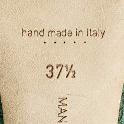 Pre Owned Manolo Blahnik Green Lace and Mesh Hangisi Pumps Size 37.5