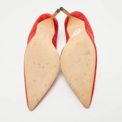 Pre Owned Manolo Blahnik Red Suede BB Pointed Toe Pumps Size 40.5