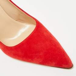 Pre Owned Manolo Blahnik Red Suede BB Pointed Toe Pumps Size 40.5