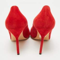 Pre Owned Manolo Blahnik Red Suede BB Pointed Toe Pumps Size 40.5