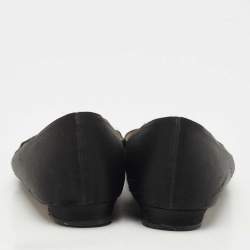 Pre Owned Manolo Blahnik Black Satin Hangisi Ballet Flats Size 42