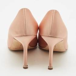 Pre Owned Manolo Blahnik Peach Satin Hangisi Pumps Size 39