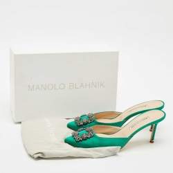 Pre Owned صندل مولز مانولو بلانيك هانغيسي ساتان وردي مقاس 36