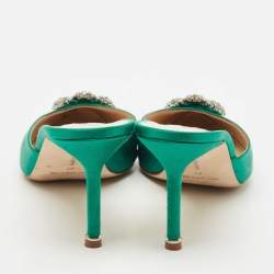 Pre Owned صندل مولز مانولو بلانيك هانغيسي ساتان وردي مقاس 36