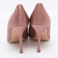 Pre Owned Manolo Blahnik Pink Satin Hangisi Pumps Size 37