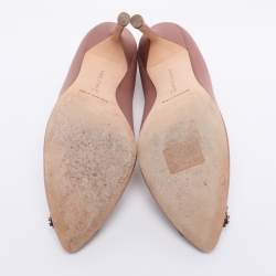 Pre Owned Manolo Blahnik Pink Satin Hangisi Pumps Size 37
