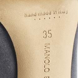 Pre Owned Manolo Blahnik Grey Satin Hangisi Pumps Size 35