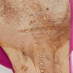 Pre Owned Manolo Blahnik Purple Satin Laalita Slide Sandals Size 38