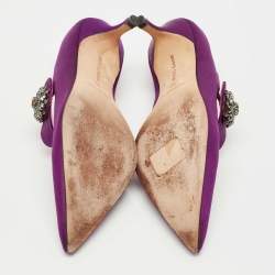 Pre Owned Manolo Blahnik Purple Satin Mary Jane Pumps Size 36