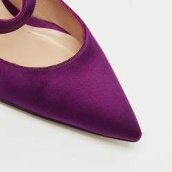 Pre Owned Manolo Blahnik Purple Satin Mary Jane Pumps Size 36