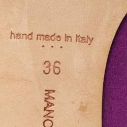 Pre Owned Manolo Blahnik Purple Satin Mary Jane Pumps Size 36