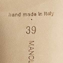 Pre Owned Manolo Blahnik Blue Satin Hangisi Crystal Embellished Pumps Size 39