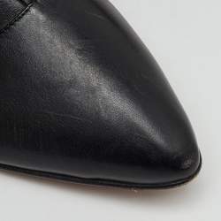 Pre Owned Manolo Blahnik Black Leather Buckle Strap Mid Calf Length Boots Size 38.5