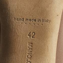 Pre Owned Manolo Blahnik Beige Satin Hangisi Pumps Size 42