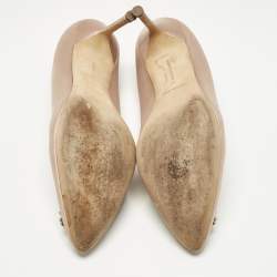 Pre Owned Manolo Blahnik Beige Satin Hangisi Pumps Size 42