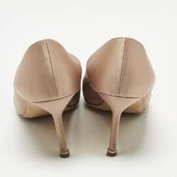 Pre Owned Manolo Blahnik Beige Satin Hangisi Pumps Size 42