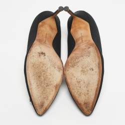 Pre Owned Manolo Blahnik Black Satin Hangisi Pumps Size 42