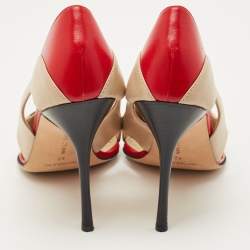 Pre Owned Manolo Blahnik Tricolor Cut Out Leather Vestala  Pointed Toe Pumps Size 42