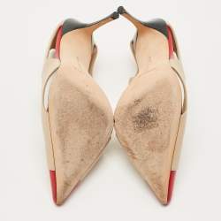 Pre Owned Manolo Blahnik Tricolor Cut Out Leather Vestala  Pointed Toe Pumps Size 42