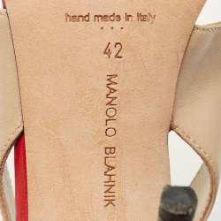 Pre Owned Manolo Blahnik Tricolor Cut Out Leather Vestala  Pointed Toe Pumps Size 42