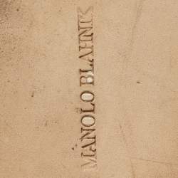 Pre Owned Manolo Blahnik Cream Fabric Flat Slides Size 39