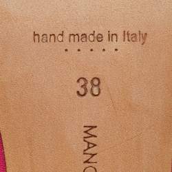 Pre Owned Manolo Blahnik Pink Satin Okkato Crystal Embellished Block Heel Pumps Size 38