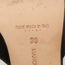 Pre Owned Manolo Blahnik Black Satin Hangisi Mules Sandals Size 38