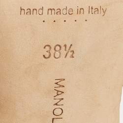 Pre Owned Manolo Blahnik Cream Satin Prietasli Slingback Sandals Size 38.5