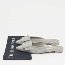 Pre Owned Manolo Blahnik Grey Suede Maysale Mules Size 38.5