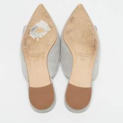 Pre Owned Manolo Blahnik Grey Suede Maysale Mules Size 38.5