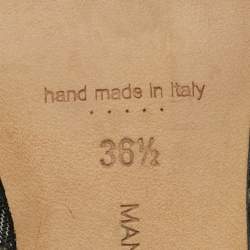 Pre Owned Manolo Blahnik Black Lace and Mesh Hangisi Mules Size 36.5