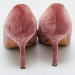 Pre Owned Manolo Blahnik Pink Velvet Hangisi Pumps Size 37.5