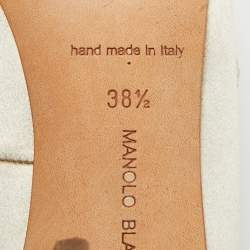 Pre Owned Manolo Blahnik Grey Satin Jewel Nadira Pointed Toe Pumps Size 38.5