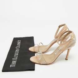 مملوكة مسبقًا Manolo Blahnik Beige PVC and Suede Ankle Strap Sandals Size 38