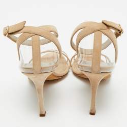 مملوكة مسبقًا Manolo Blahnik Beige PVC and Suede Ankle Strap Sandals Size 38