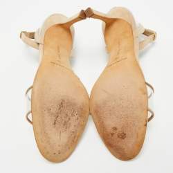 مملوكة مسبقًا Manolo Blahnik Beige PVC and Suede Ankle Strap Sandals Size 38