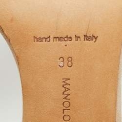 مملوكة مسبقًا Manolo Blahnik Beige PVC and Suede Ankle Strap Sandals Size 38