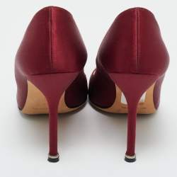 Pre Owned حذاء كعب عالي مانولو بلانيك هانغيسي مرصع بالكريستال ساتان أزرق مقاس 40.5