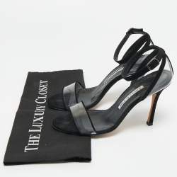 Pre Owned صندل مانوولو بلانيك PVC شفاف وشمواه بشريط حول الكاحل مقاس 38