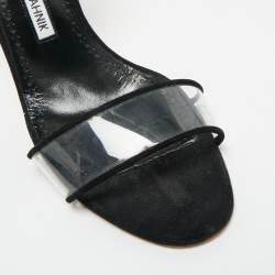 Pre Owned صندل مانوولو بلانيك PVC شفاف وشمواه بشريط حول الكاحل مقاس 38