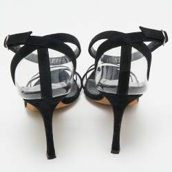 Pre Owned صندل مانوولو بلانيك PVC شفاف وشمواه بشريط حول الكاحل مقاس 38