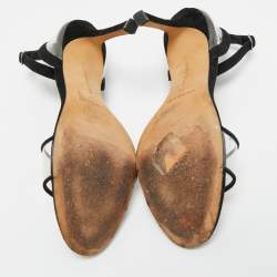 Pre Owned صندل مانوولو بلانيك PVC شفاف وشمواه بشريط حول الكاحل مقاس 38