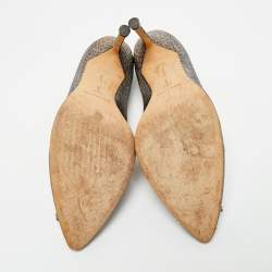 مملوكة مسبقًا Manolo Blahnik Gold Metallic Lurex Fabric Hangisi Pumps Size 38.5