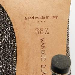 مملوكة مسبقًا Manolo Blahnik Gold Metallic Lurex Fabric Hangisi Pumps Size 38.5