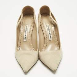 مملوكة مسبقًا Manolo Blahnik Grey Suede Pointed Toe Pumps Size 38