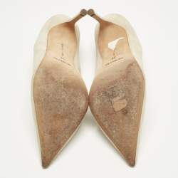 مملو كة مسبقًا Manolo Blahnik Grey Suede Pointed Toe Pumps Size 38