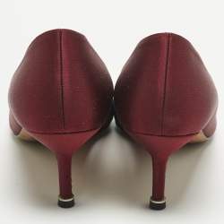 Pre Owned Manolo Blahnik Burgundy Satin Hangisi Pumps Size 40